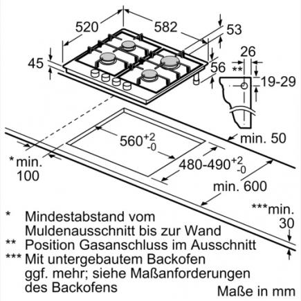 Neff Gas-Kochfeld autark T26DS49N0 Edelstahl
