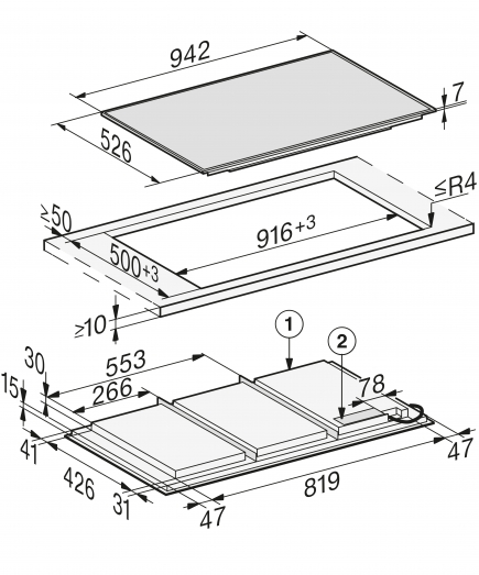 Miele Volfl�cheninduktions-Kochfeld autark KM 7697 FR Schwarz-Ed