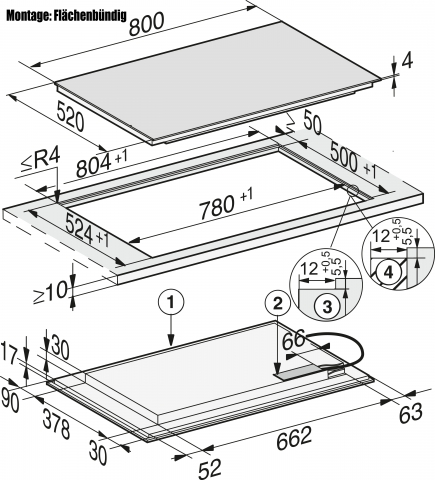 Miele Induktions-Kochfeld autark KM 7575 FL - Fl�chenb�ndig -